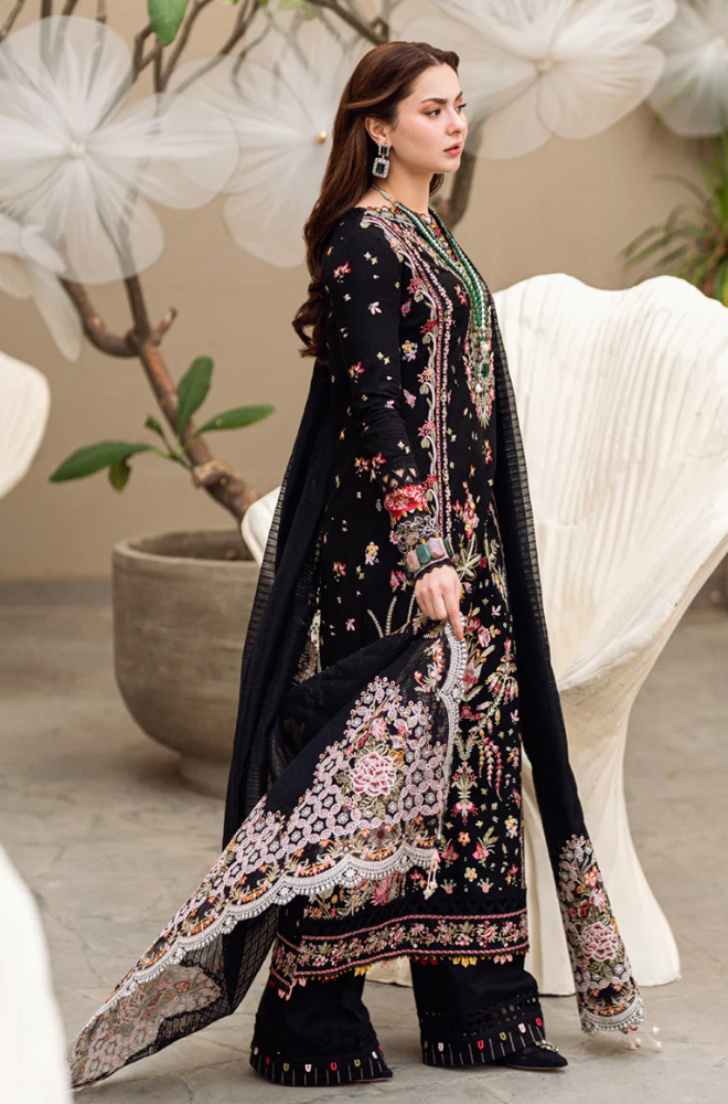 Qalamkar - 3PC Lawn Embroidered Suit - SA0101