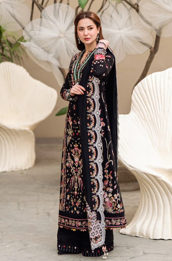 Qalamkar - 3PC Lawn Embroidered Suit - SA0101