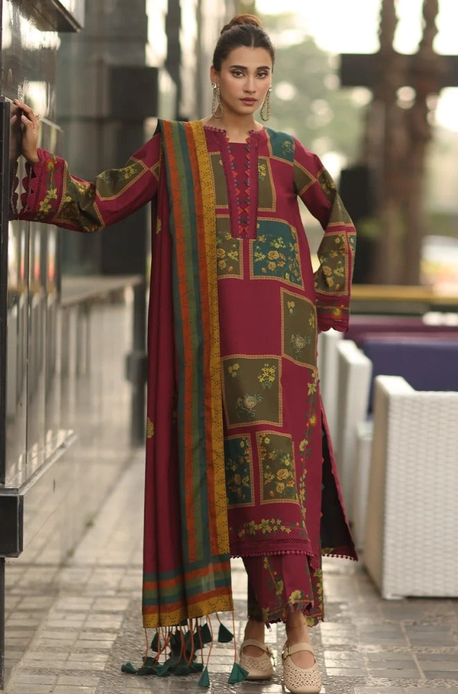 Charizma - 3PC Karandi Printed Shirt With Karandi Printed Dupatta and Trouser - SS0952