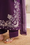 Garnet - 3PC Dhanak Embroidered Shirt With Twill Printed Dupatta and Trouser - SS0898
