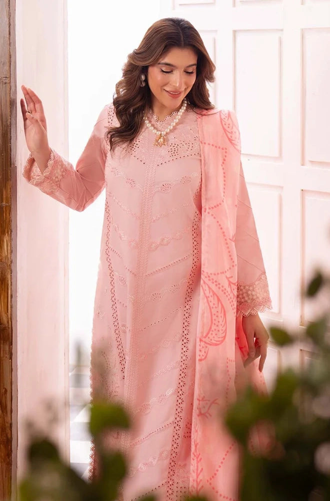 NEESHAY - 3PC Lawn Chikankari Embroidered Shirt With Monar Printed Dupatta and Trouser - SS0838