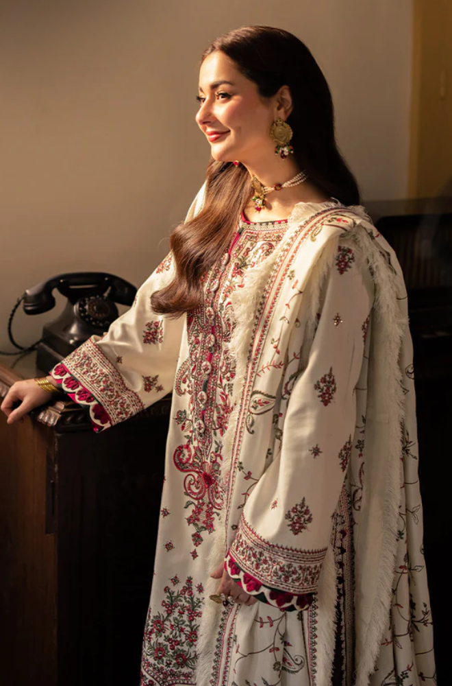 ASIM JOFA - Winter 3PC Dhanak Embroidered Suit - SS0488