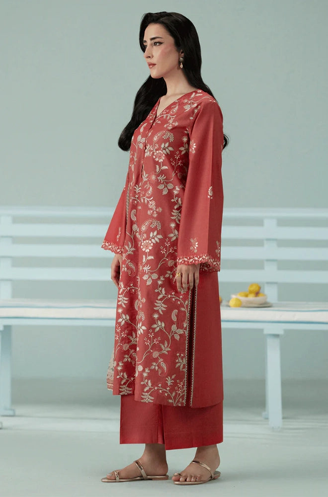 Seran - 3PC Dhanak Embroidered Shirt With Twill Printed Dupatta and Trouser - SS0897