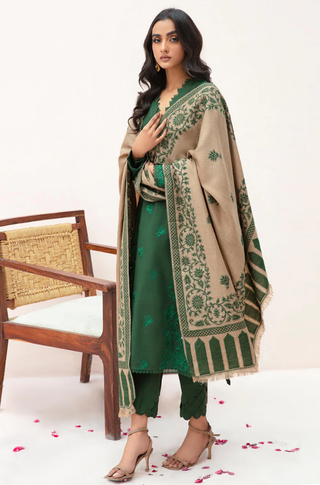 Sapphire - Winter 3PC Dhanak Embroidered Suit - SS0419