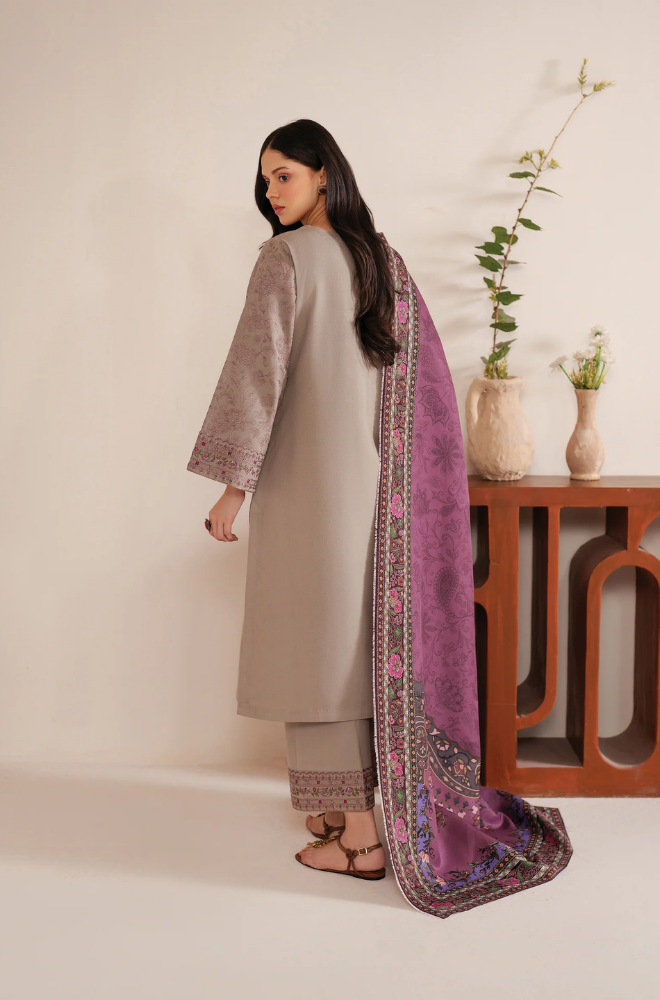 Garnet - Winter 3PC Dhanak Embroidered Suit - SS0232