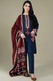 Kayseria - 3PC Dhanak Embroidered Shirt With Printed Dupatta and Trouser - SS0984