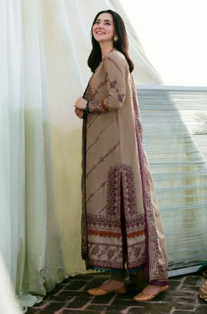 Zara Shahjahan - Winter 3PC Dhanak Embroidered Suit - SS0449
