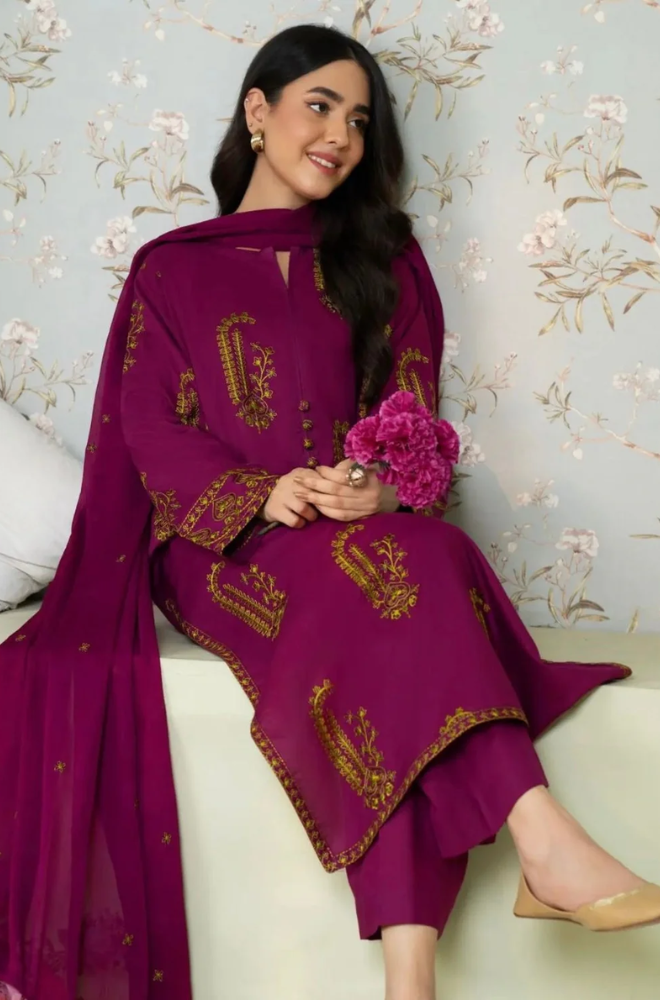 Dyot- 3PC Lawn Embroidered Suit - SA0127
