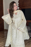 SHANZY - 3PC Lawn Chikankari Embroidered Shirt with Chiffon Embroidered Dupatta and Trouser - SS0653