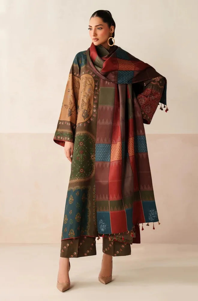 Baroque - Winter 3PC Khaddar Digital Printed Dress - SS0590