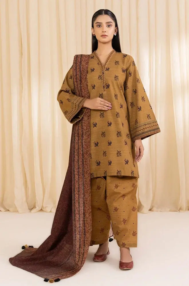 Baroque - Winter 3PC Khaddar Digital Printed Dress - SS0593