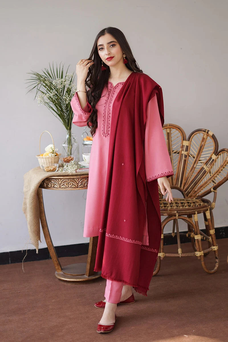 Aisling - 3PC Dhanak Embroidered Shirt With Dhanak Dupatta and Trouser - SS0881