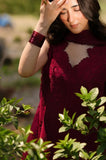 Maroon-Summer 3PC Lawn Chikankari Embroidered Suit - SS0781