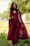 Maroon-Summer 3PC Lawn Chikankari Embroidered Suit - SS0781