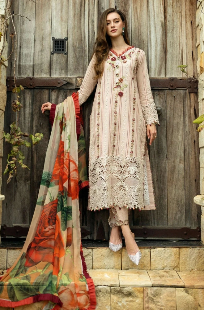 ROHEENAZ - Summer 3PC Lawn Chickankari Embroidered Suit - SS0684