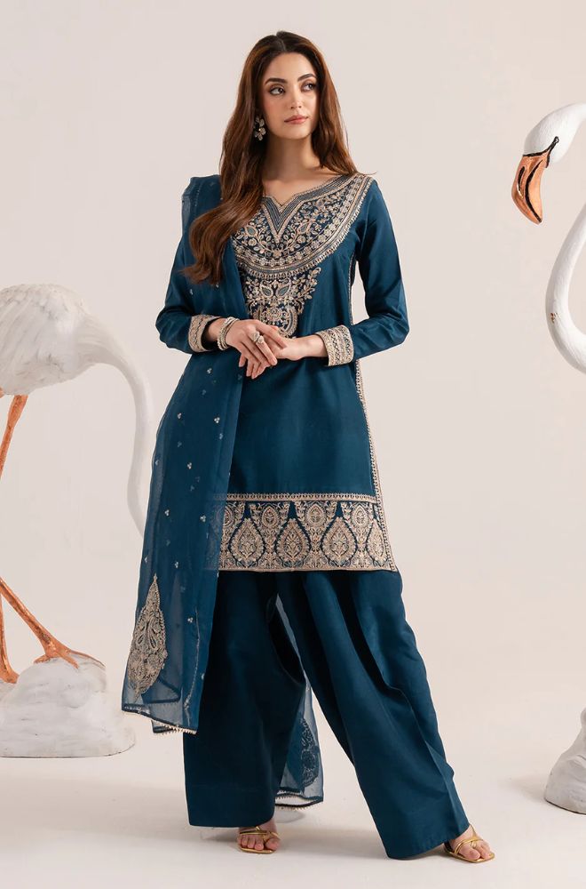 Summer 3PC Lawn Embroidered Suit- SS0736