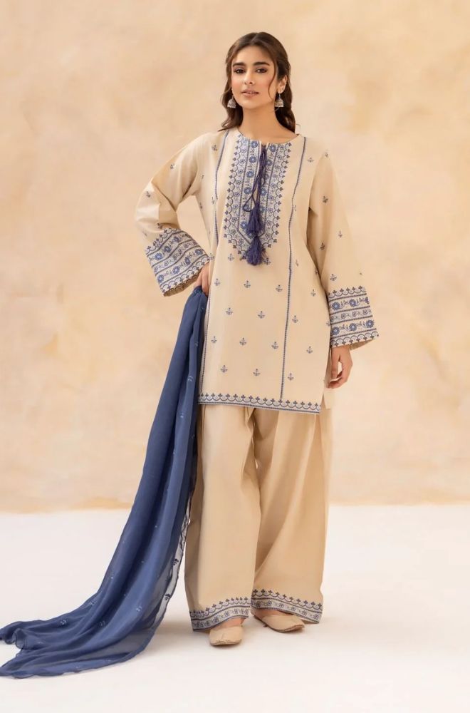 Summer 3PC Lawn Embroidered Suit- SS0740