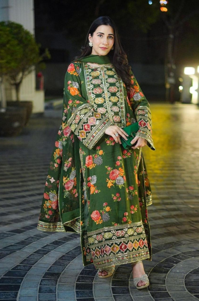 Fiona Dilara - Winter 3PC Silk Digital Printed Dress - SS0475