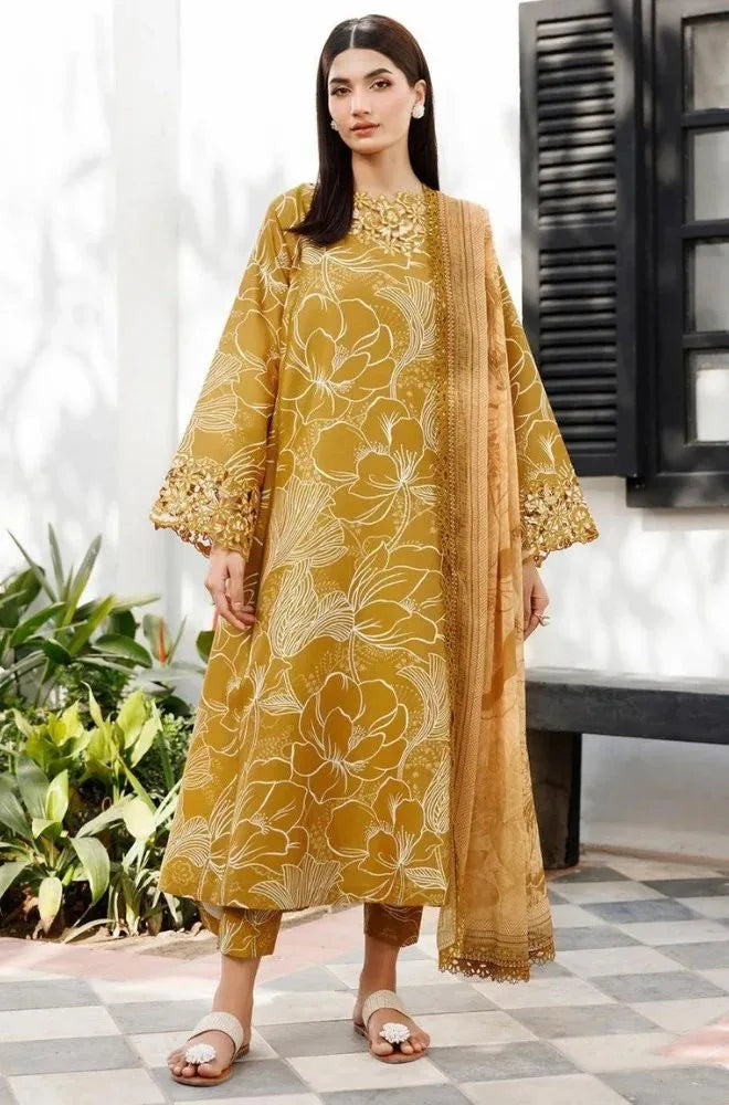 FARASHA - 3PC Lawn Printed Shirt with Lawn Printed Dupatta and Trouser - SS0695
