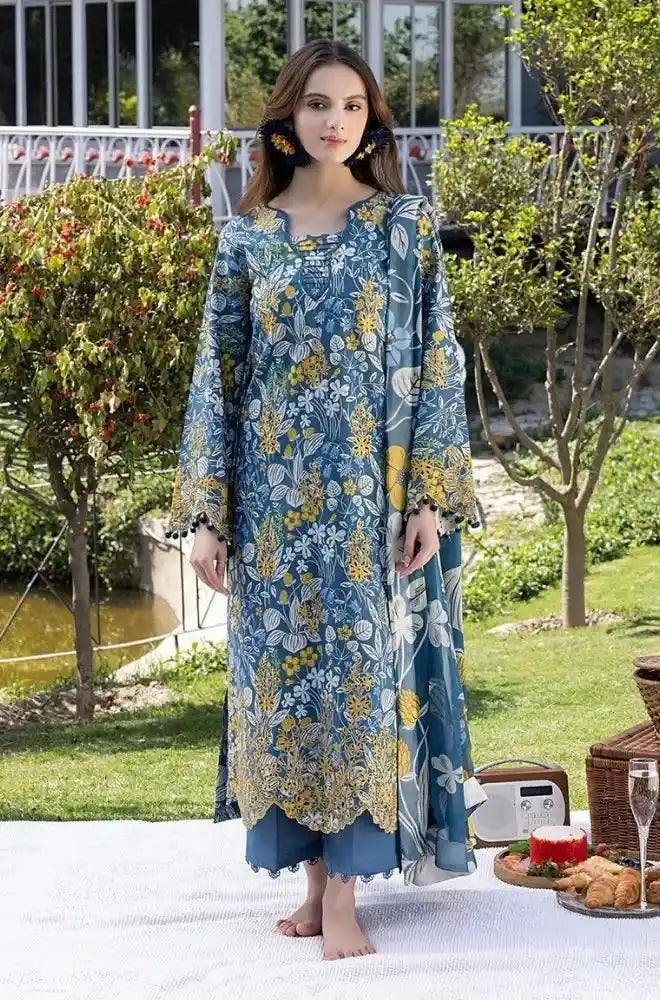 IZEL - 3PC Lawn Printed Shirt with Lawn Printed Dupatta and Trouser - SS0702