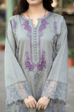 Mushq - 3PC Dhanak Chikankari Embroidered Shirt With Chiffon Embroidered Dupatta and Trouser - SS01056