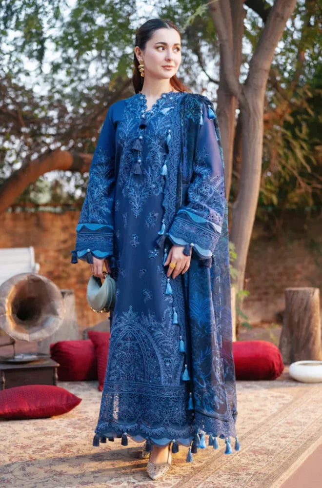 JADE - 3PC Lawn Chikankari Embroidered Shirt with Chiffon Embroidered Dupatta and Trouser - SS0629
