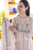 QALAMKAR - 3PC Lawn Chikankari Embroidered Shirt with Khadi Net Embroidered Dupatta and Trouser - SA0124