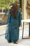 Breeze - 3PC Lawn Chikankari Embroidered Shirt with Monar Printed Dupatta and Trouser - SB0163
