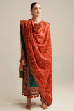 HUSSAIN REHAR - 3PC Dhanak Embroidered Shirt with Dhanak Printed Dupatta and Trouser - SS0994