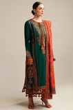 HUSSAIN REHAR - 3PC Dhanak Embroidered Shirt with Dhanak Printed Dupatta and Trouser - SS0994