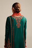 HUSSAIN REHAR - 3PC Dhanak Embroidered Shirt with Dhanak Printed Dupatta and Trouser - SS0994