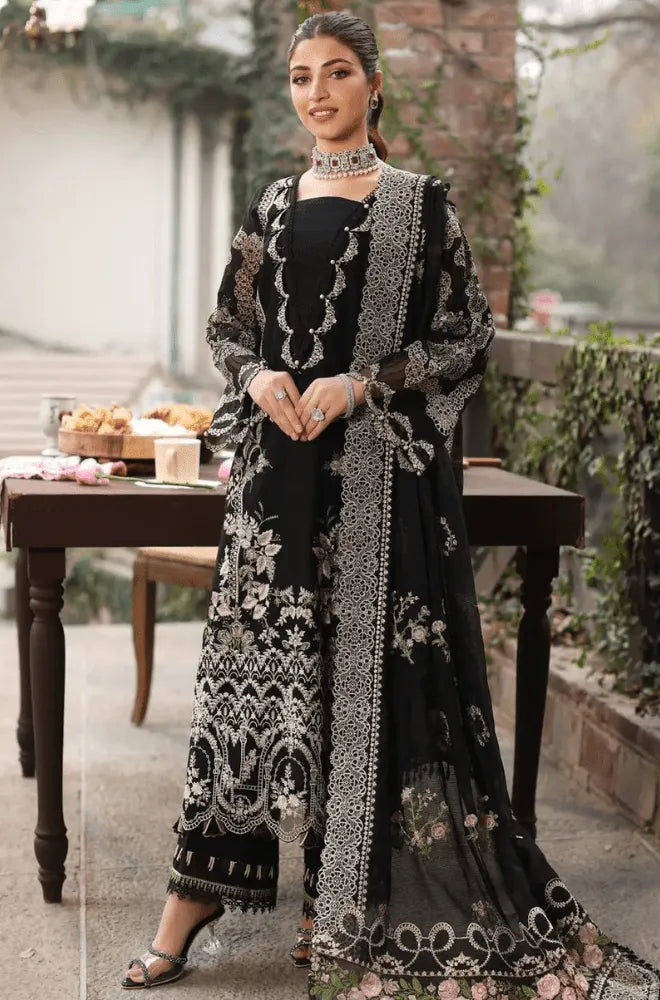 Kahf - 3PC Dhanak Embroidered Shirt With Chiffon Embroidered Dupatta and Trouser - SS01087