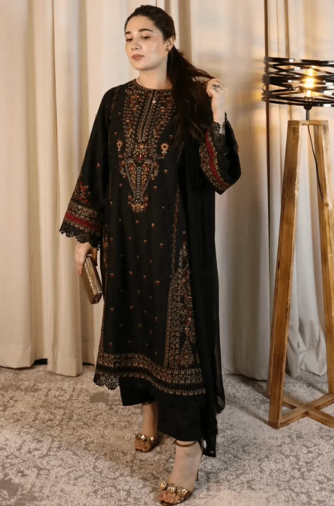 Zara Shahjahan - 3PC Dhanak Embroidered Shirt With Dhanak Embroidered Dupatta and Trouser - SS01086