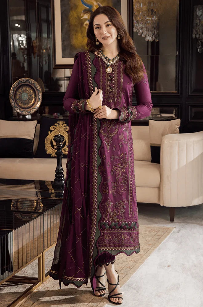 Asim Jofa - 3PC Dhanak Embroidered Shirt With Wool Printed Dupatta and Trouser - SS01089