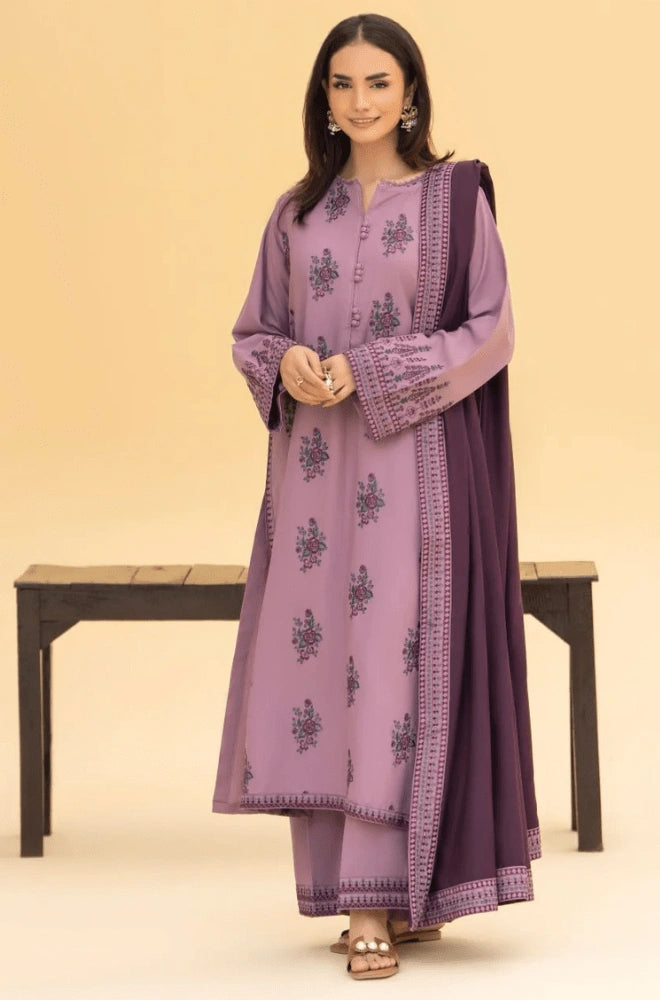 Lazuli - 3PC Dhanak Embroidered Shirt With Dhanak Embroidered Dupatta and Trouser - SS0996