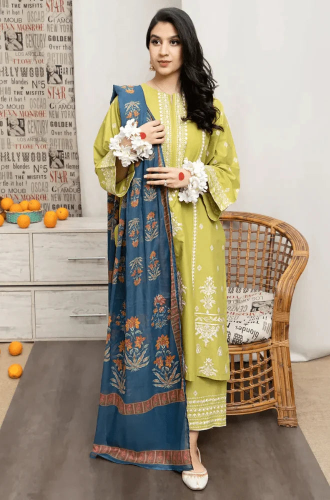 Urge - 3PC Lawn Embroidered Shirt with Lawn Printed Dupatta and Trouser - SS0595