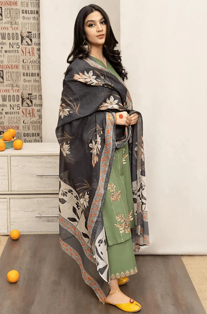 Urge - 3PC Lawn Embroidered Shirt with Lawn Printed Dupatta and Trouser  - SS0602