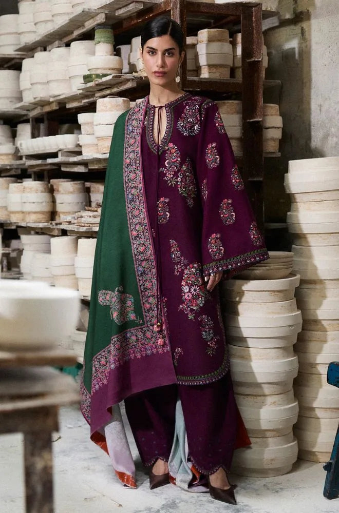 HUSSAIN REHAR - 3PC Lawn Embroidered Shirt with Chiffon Embroidered Dupatta and Trouser - SS0730