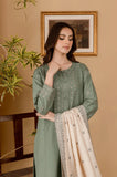 Sapphire - 3PC Dhanak Embroidered Shirt With Embroidered Dupatta and Trouser - SS0989