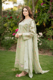 MUSHQ - 3PC Dhanak Chikankari Embroidered Shirt with Chiffon Embroidered Dupatta and Trouser - SS01037