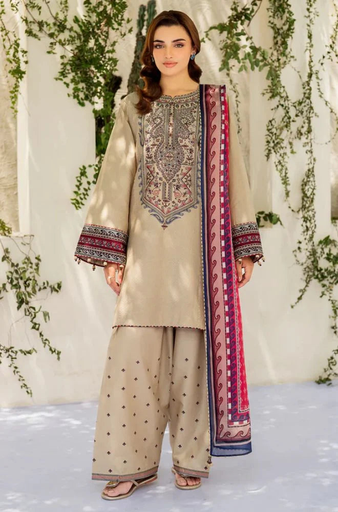 JAZMIN - 3PC Lawn Embroidered Shirt with Chiffon Embroidered Dupatta and Trouser - SS0756