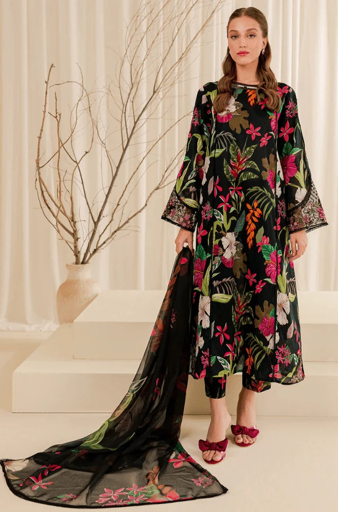 Baroque - 3PC Khaddar Digital Printed Shirt with Khaddar Printed Dupatta and Trouser - SS0457