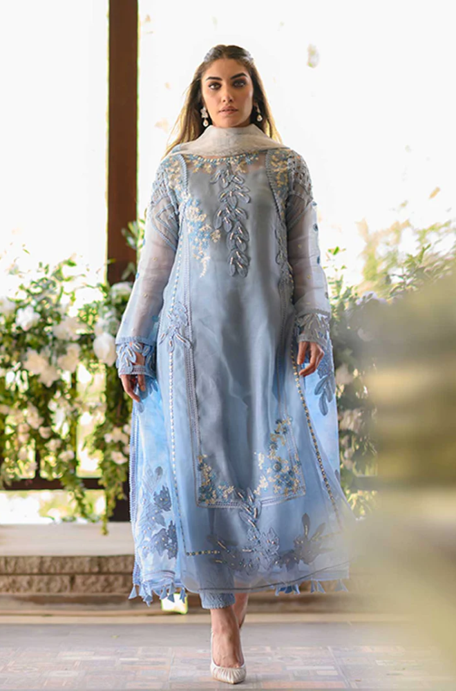 Nadia Farooqi - 3 Piece - Organza Embroidered Shirt - SS0018