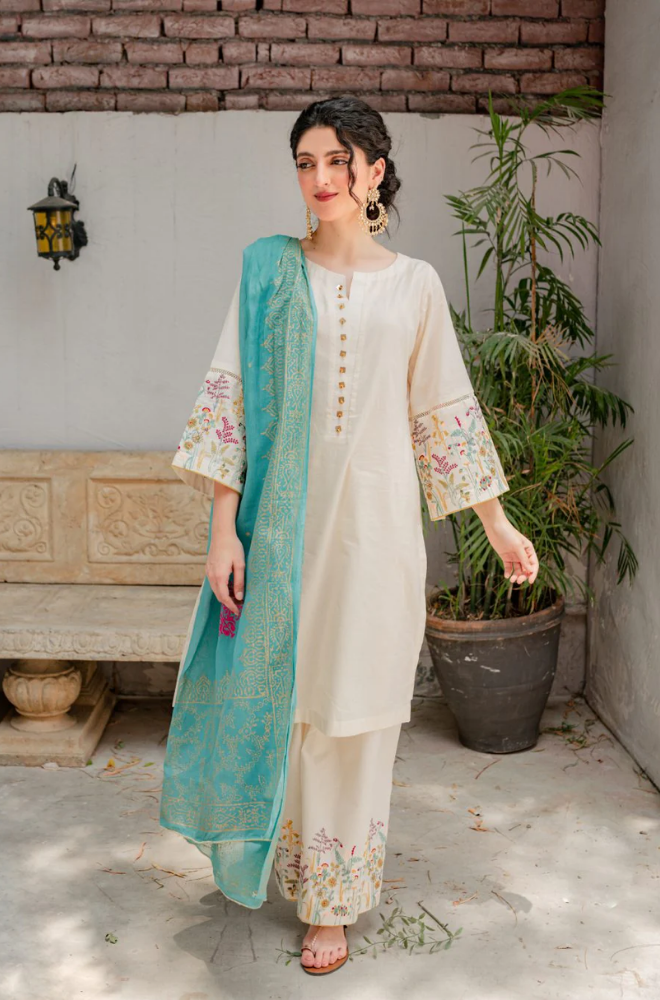 3 Piece - Lawn Embroidered Suit - SB0013 – shahijora